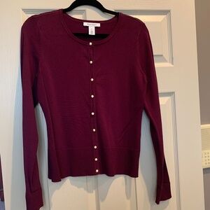 White House Black Market Burgundy Cardigan Sweater sz M